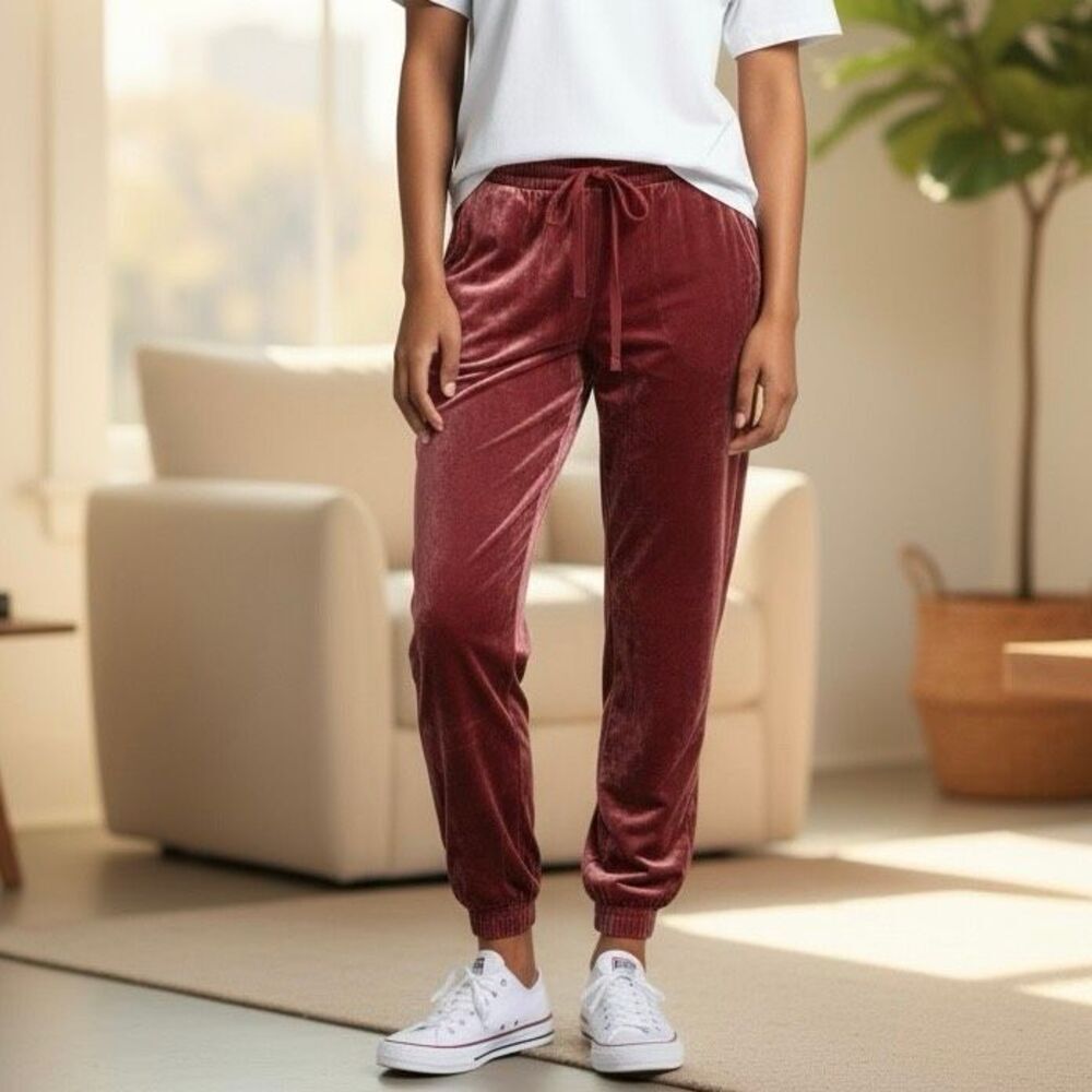 J.Crew Velour Jogger Pants Women’s Small Rose Pink Soft Plush Lounge Cozy Fall W